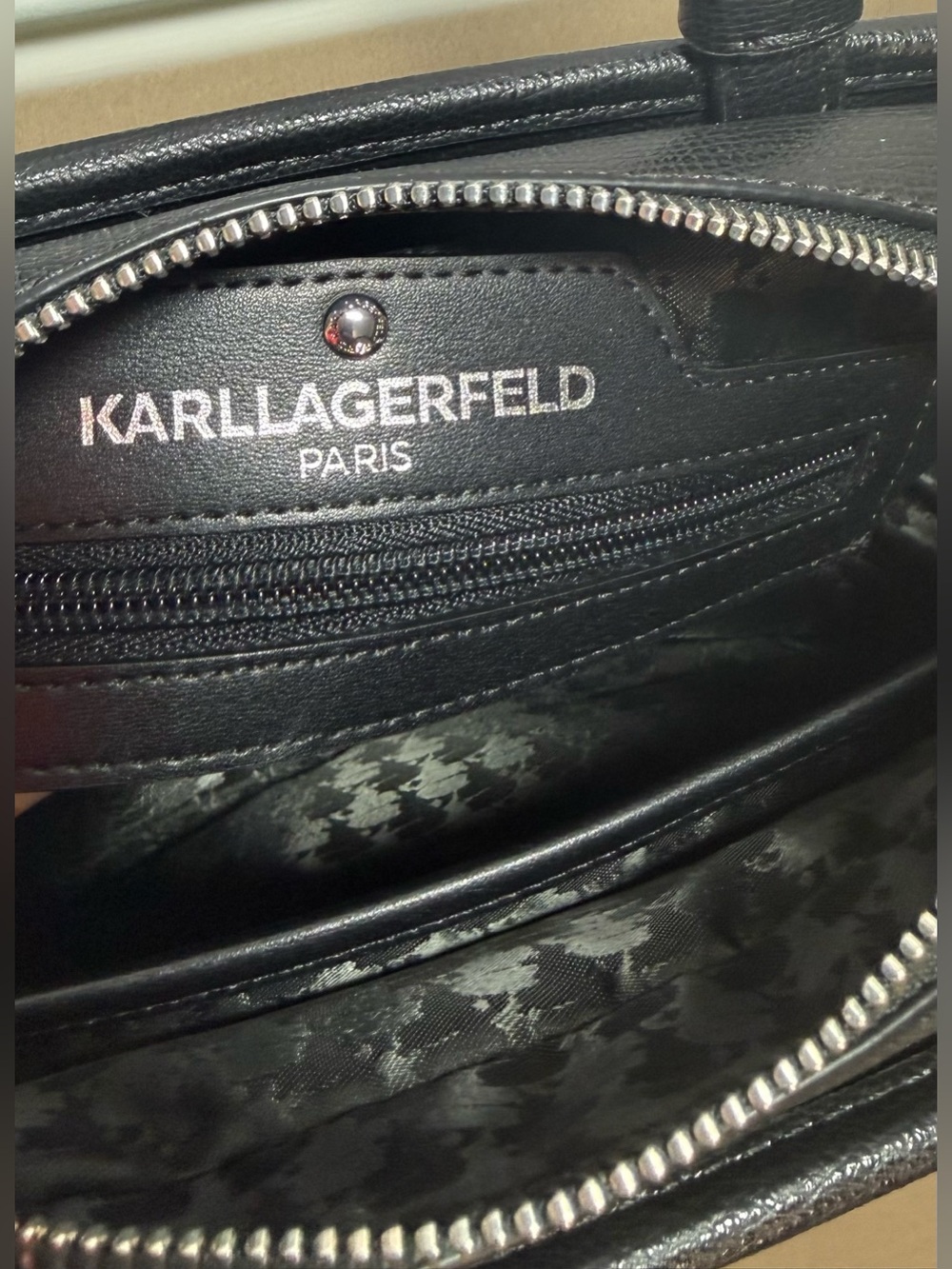 Karl Lagerfeld Black & Teal Logo Satchel Bag - Picture 9 of 9